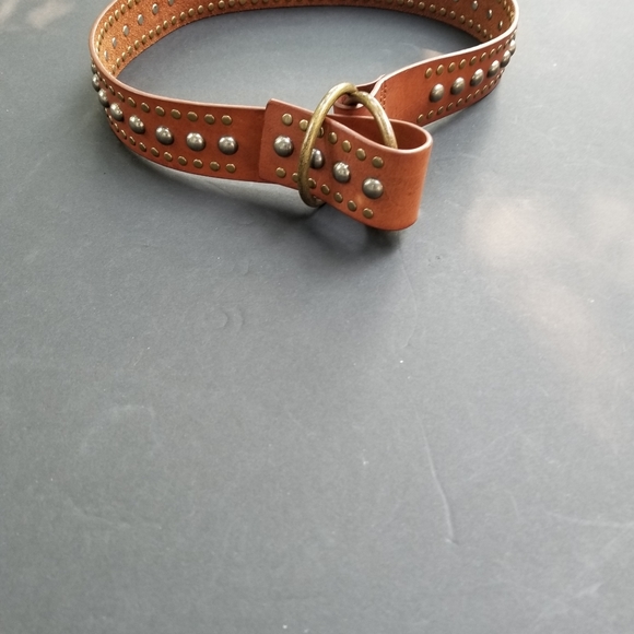 Unisex Leather Belt Metal Studs Brown main image 7